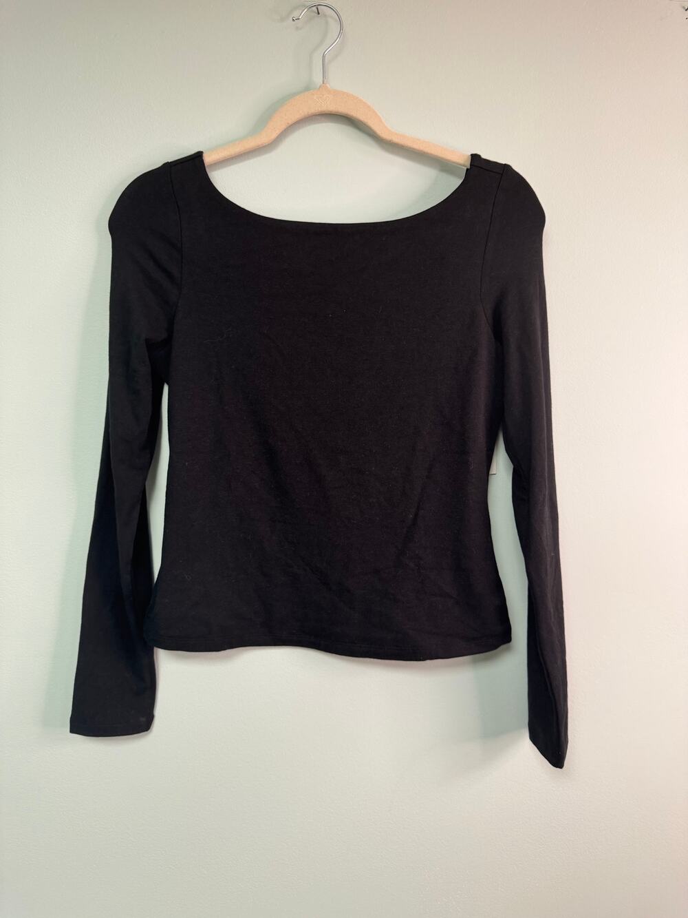 NWT! Banana Republic Long Sleeve Open Back Top - Black - Size Small